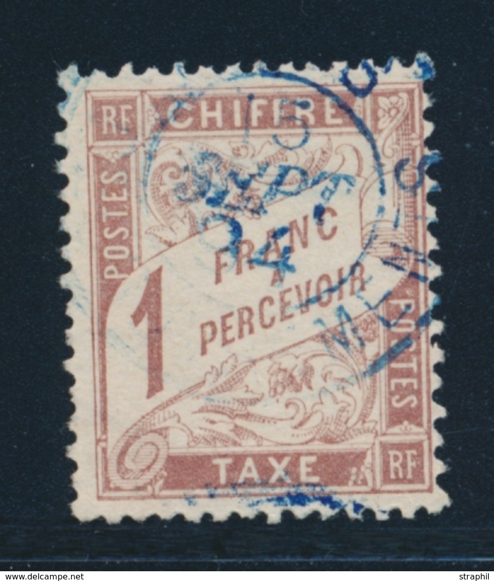 O N°25 - 1F Marron - Obl. Bleue - Signé A. Maury - TB - 1859-1959 Mint/hinged