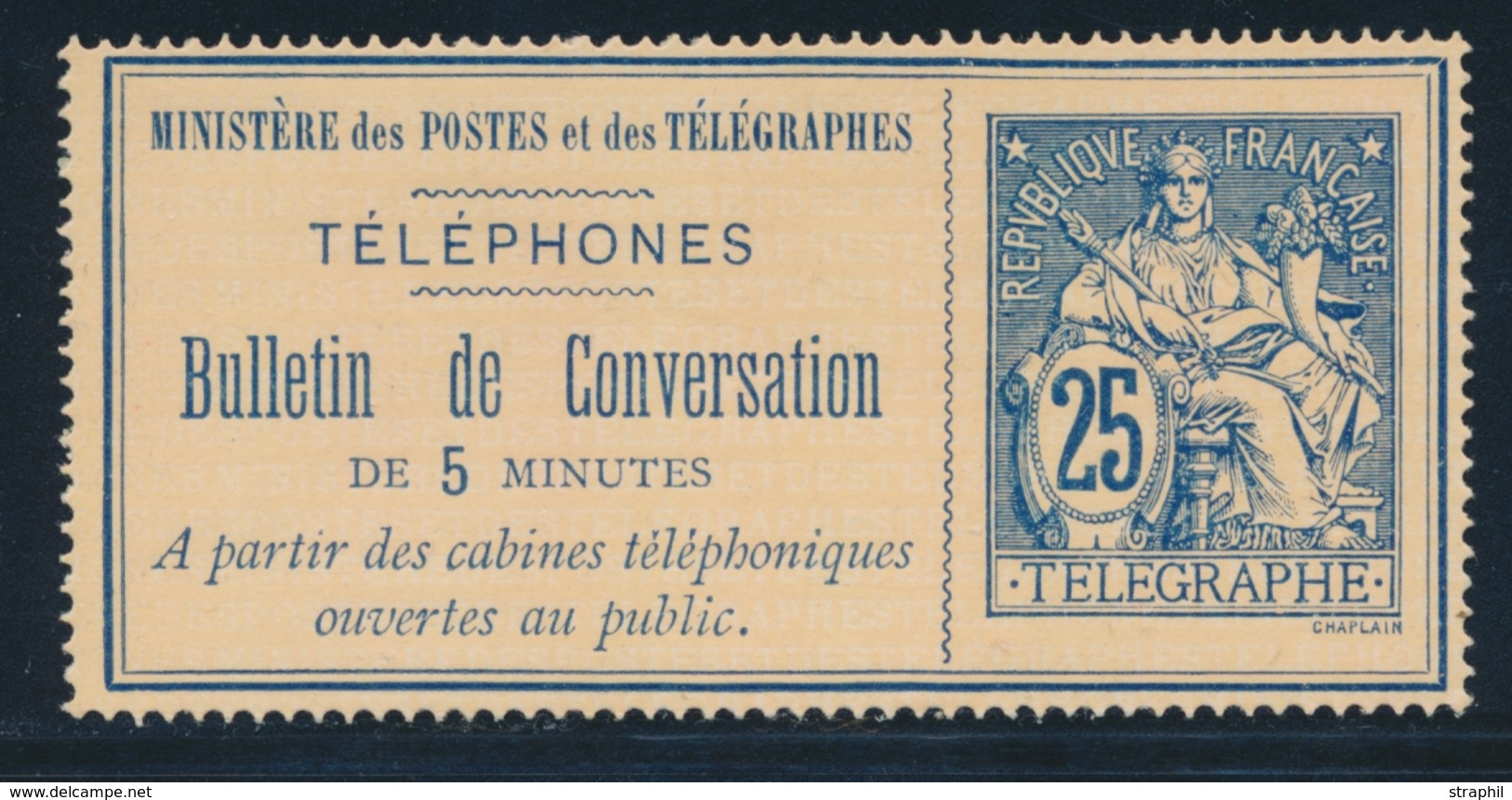(*) TELEPHONE N°3 - 25c Bleu - TB - Telegraaf-en Telefoonzegels