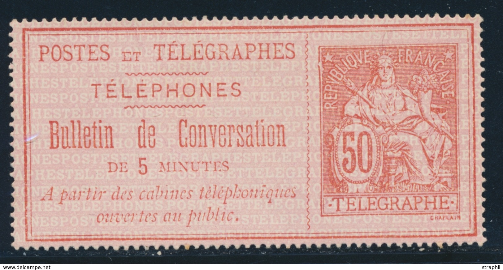 (*) TELEPHONE N°9 - 50c Rouge S/rose - TB - Telegraaf-en Telefoonzegels