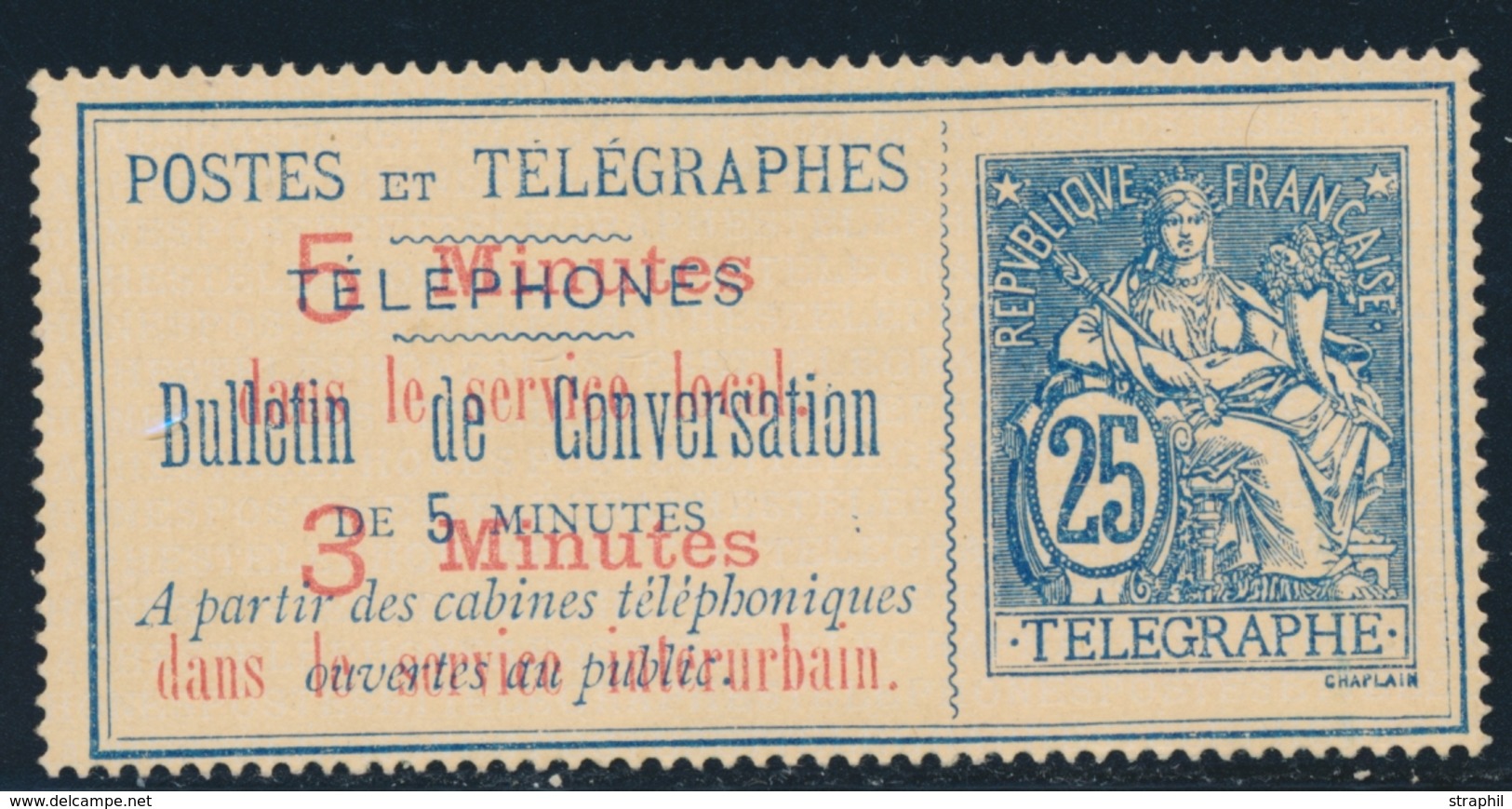 (*) TELEPHONE N°13 - 25c Bleu - TB - Telegramas Y Teléfonos