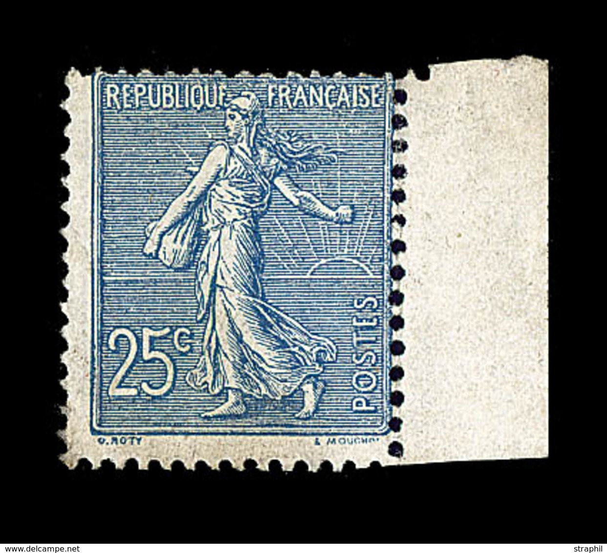 (*) N°132 - 25c Bleu - Impression Recto Verso - BDF - TB - Ungebraucht