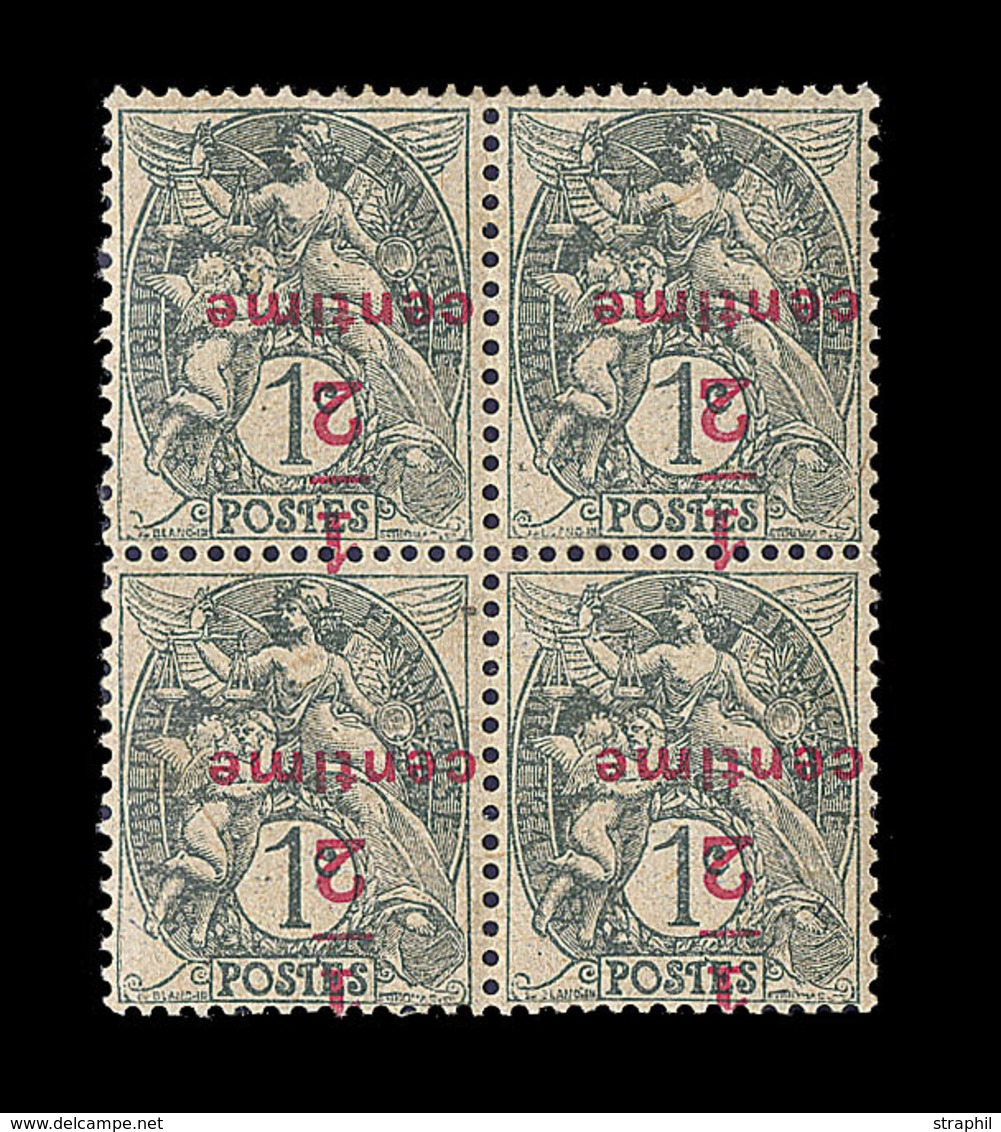 * N°157c - ½c S/1c Ardoise - Surch. Renversée - Bloc De 4 - Bon Centrage - TB - Neufs