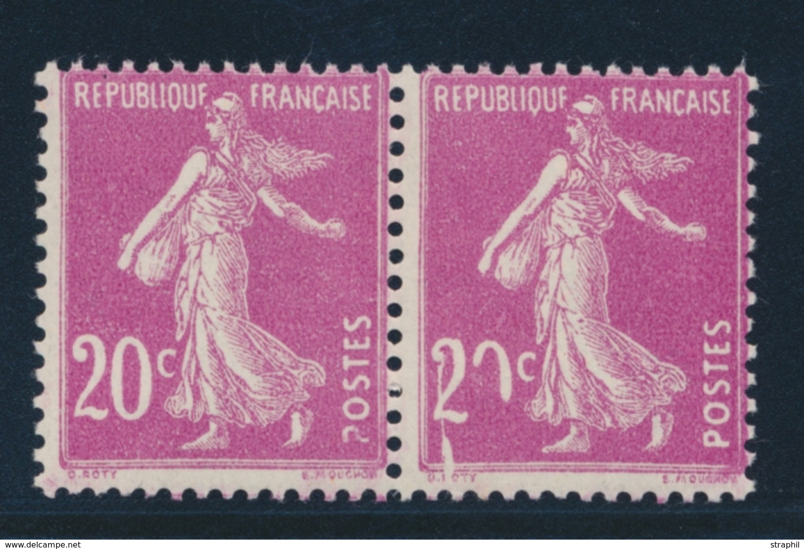 ** N°190 - Trait Blanc + "0" De "20" Brisé - Tenant à Normal - TB - Unused Stamps