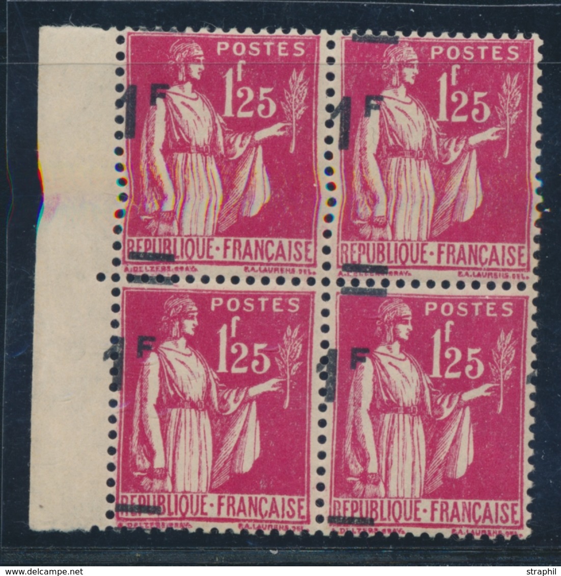 ** N°483 - Bloc De 4 - BDF - Surcharge Décalée Sur La Gauche - TB - Unused Stamps