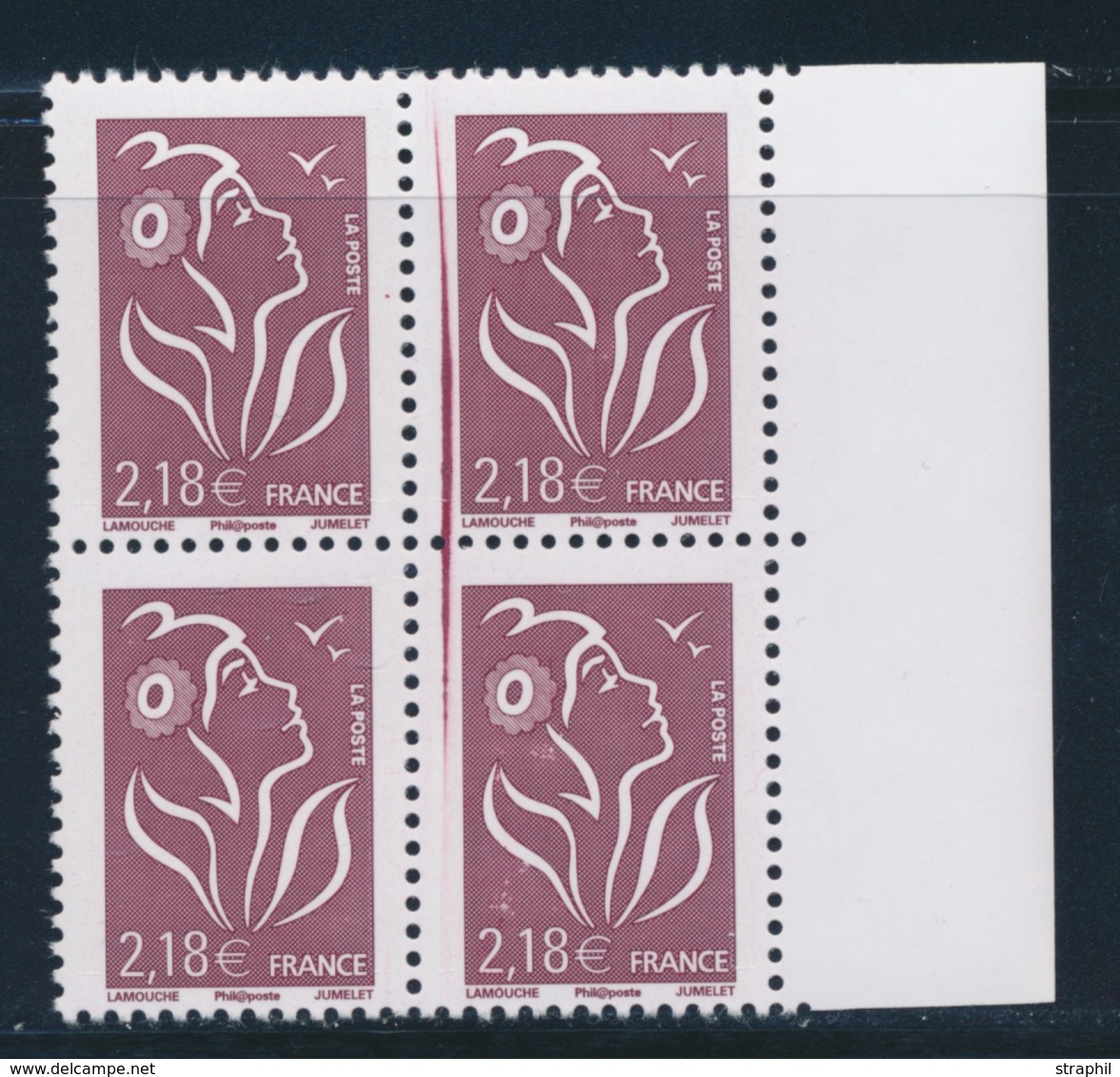 ** N°4158 - Bloc De 4 - BDF - Trait De Couleur Vertic. S/2 T. - TB - Unused Stamps
