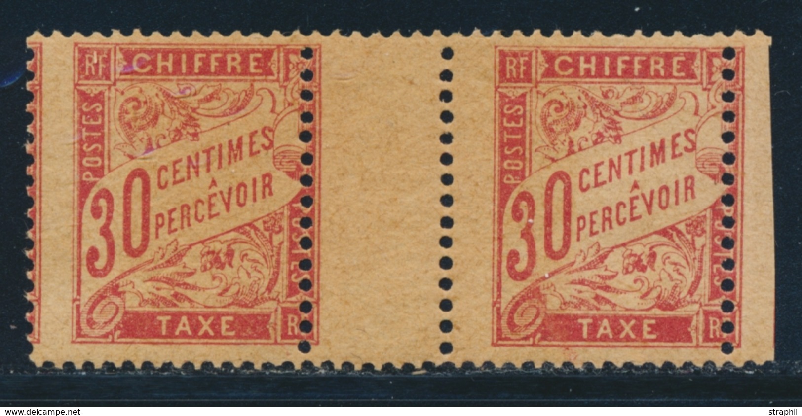 ** TIMBRES TAXE N°33 - Paire Avec Pont - Papier GC - Piquage à Cheval - TB - Neufs