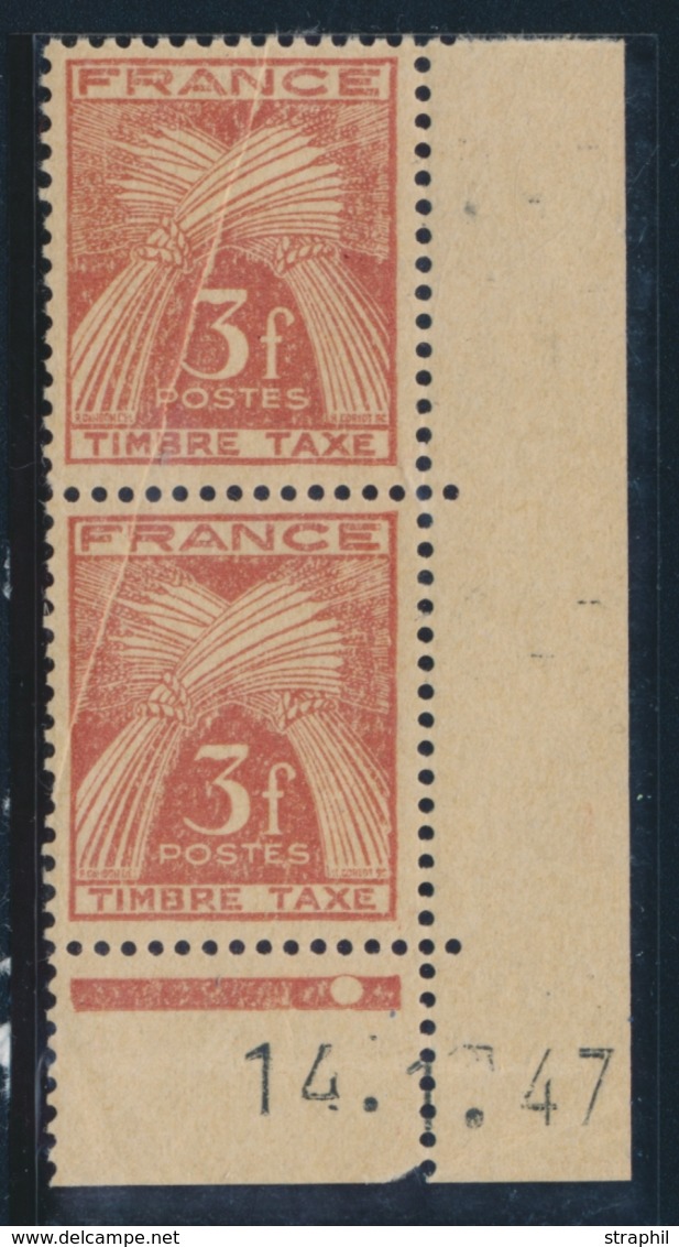 ** TIMBRES TAXE N°83 - Paire - Coin Daté - Pli Accordéon - Signé Calves - TB - Ungebraucht