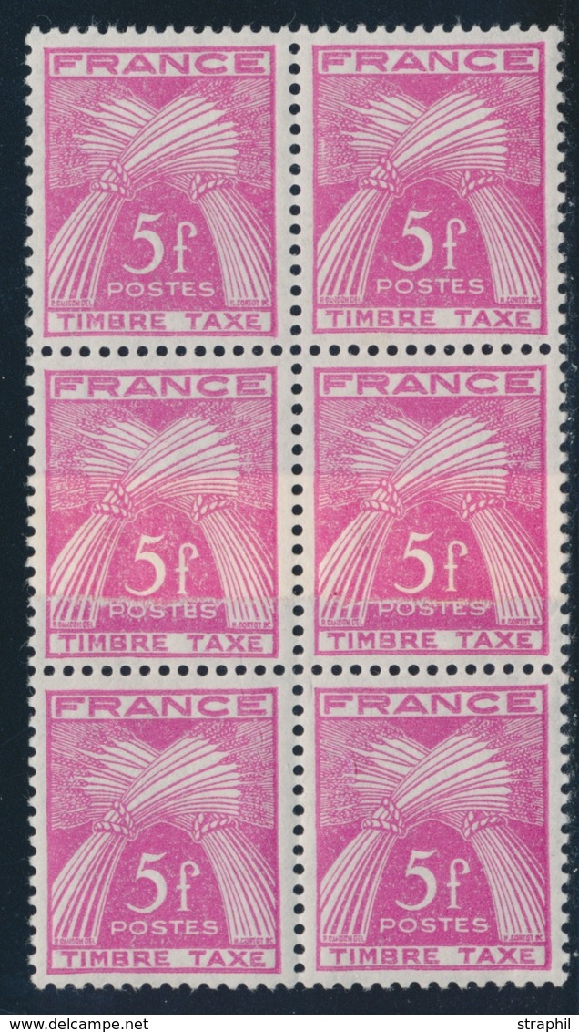 ** TIMBRES TAXE N°85 - 5F Rose - Bloc De 6 - 2 Ex Impression S/Raccord - TB - Ungebraucht