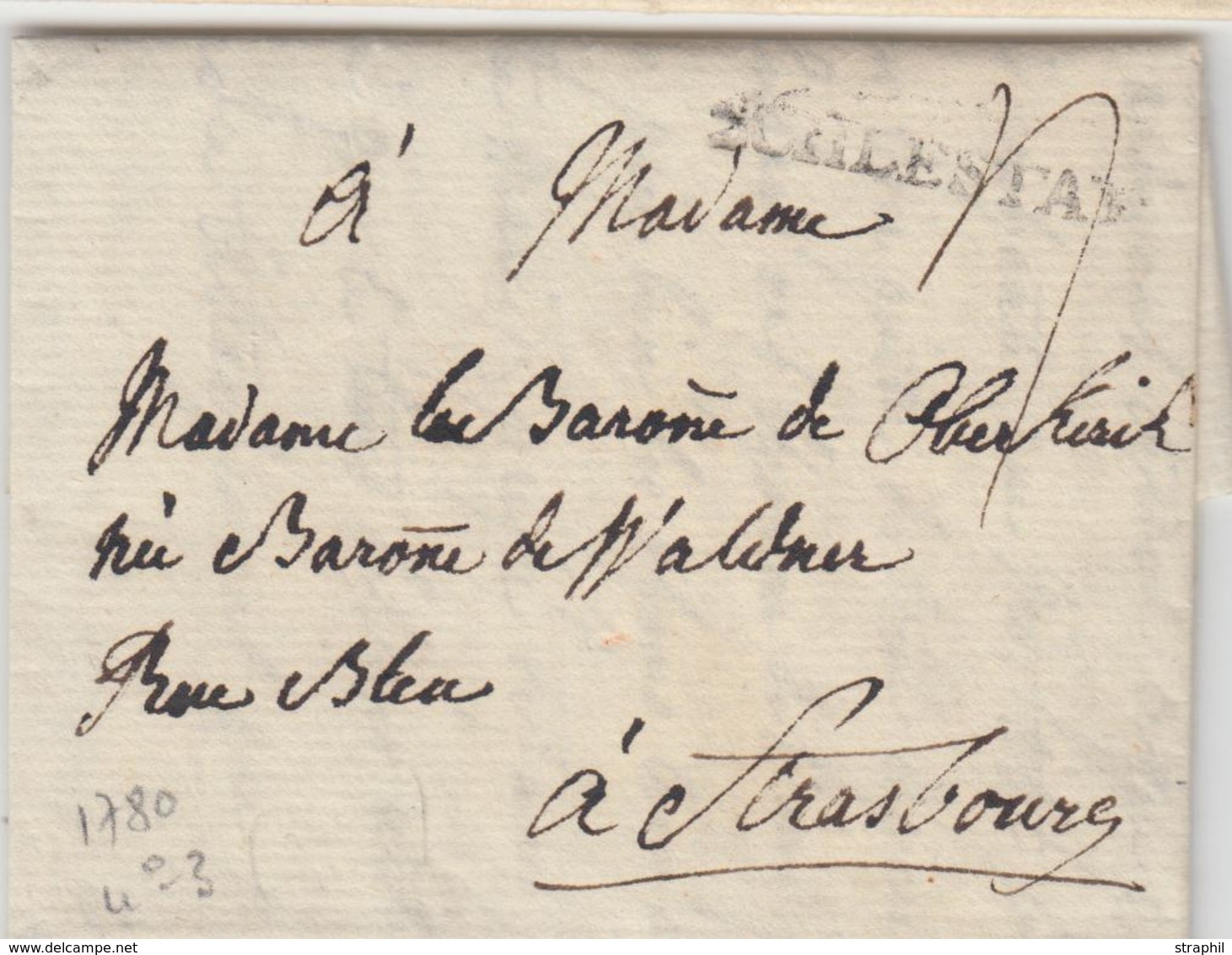 LAC SCHLESTAT  - Len N°3 - 1780 - Pr Strasbourg   - TB - Cartas & Documentos