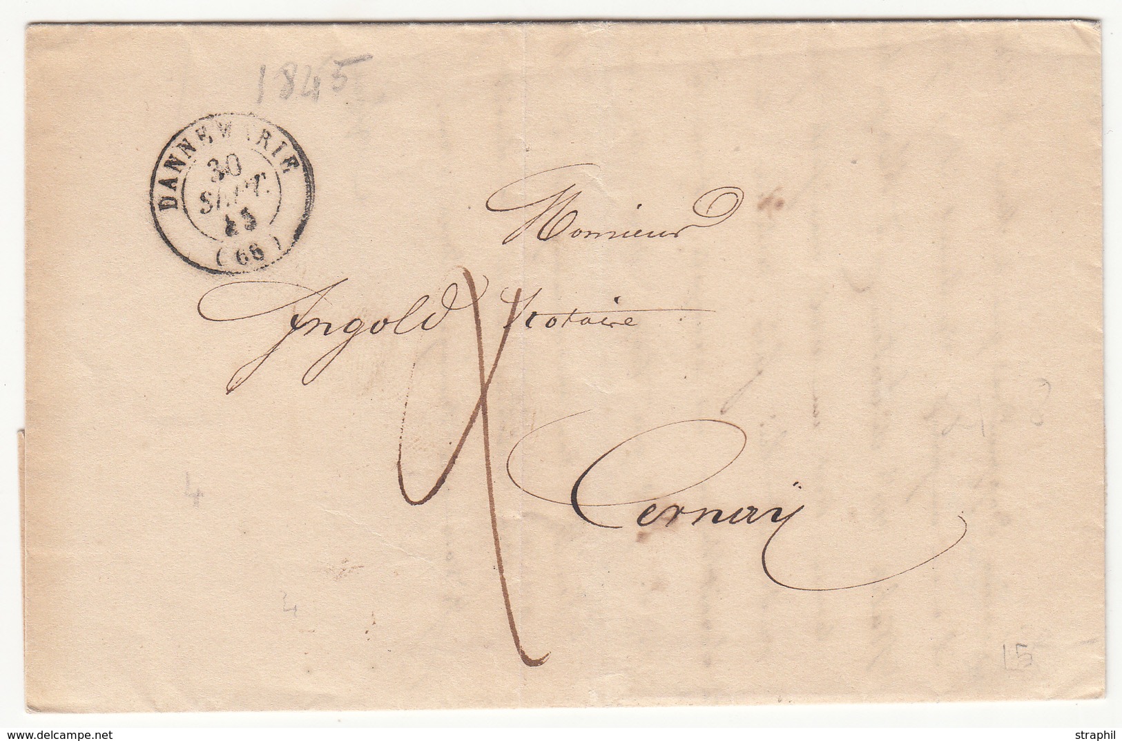 LAC T15 Dannemarie - 1845 - Pour Cernay - Taxe 2 - TB - Cartas & Documentos