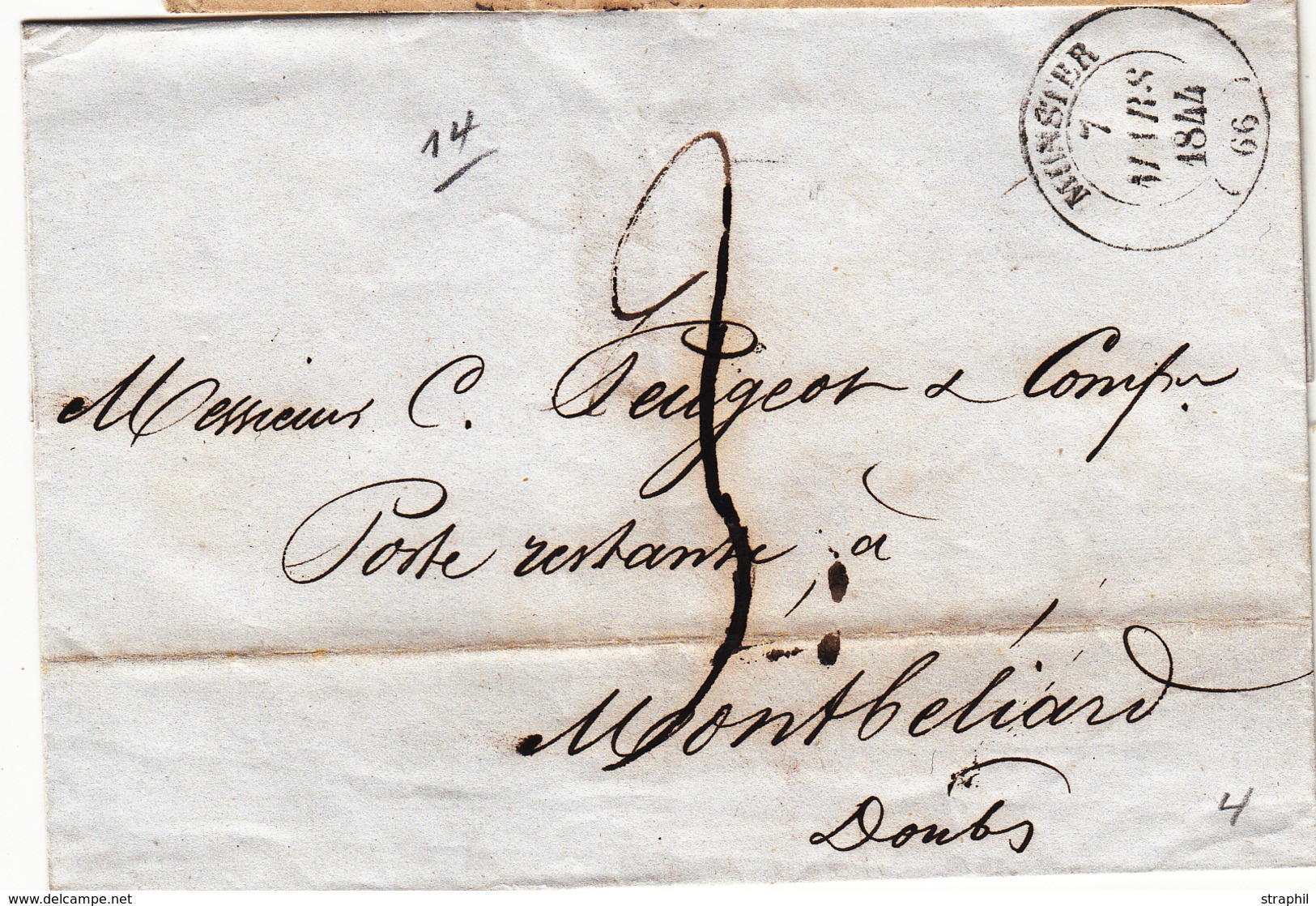 LSC Munster - 7 Mars 1844 - T14 - TB - Lettres & Documents