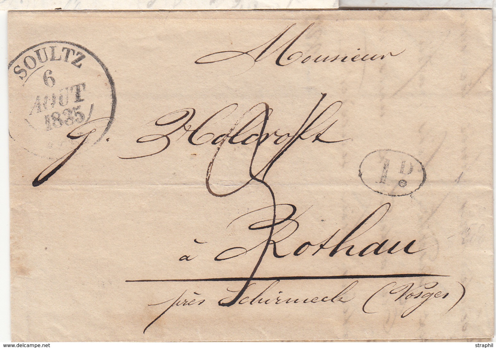 LAC Soultz - 6 Aout 1835 - T13 + Id Noir - B/TB - Lettres & Documents