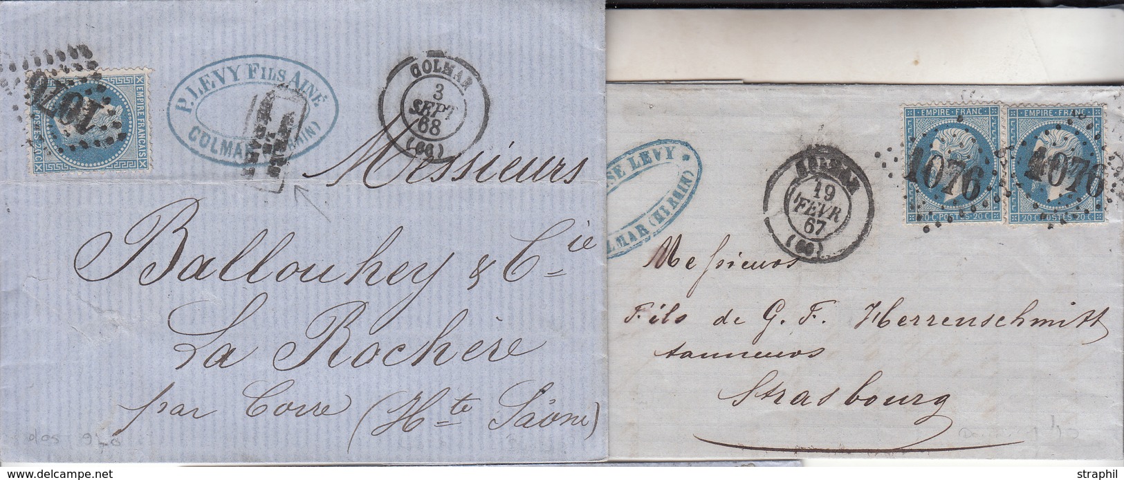 LAC 2 Plis Colmar - Datés 1867, 1868 (Dble Port) - TB - Lettres & Documents