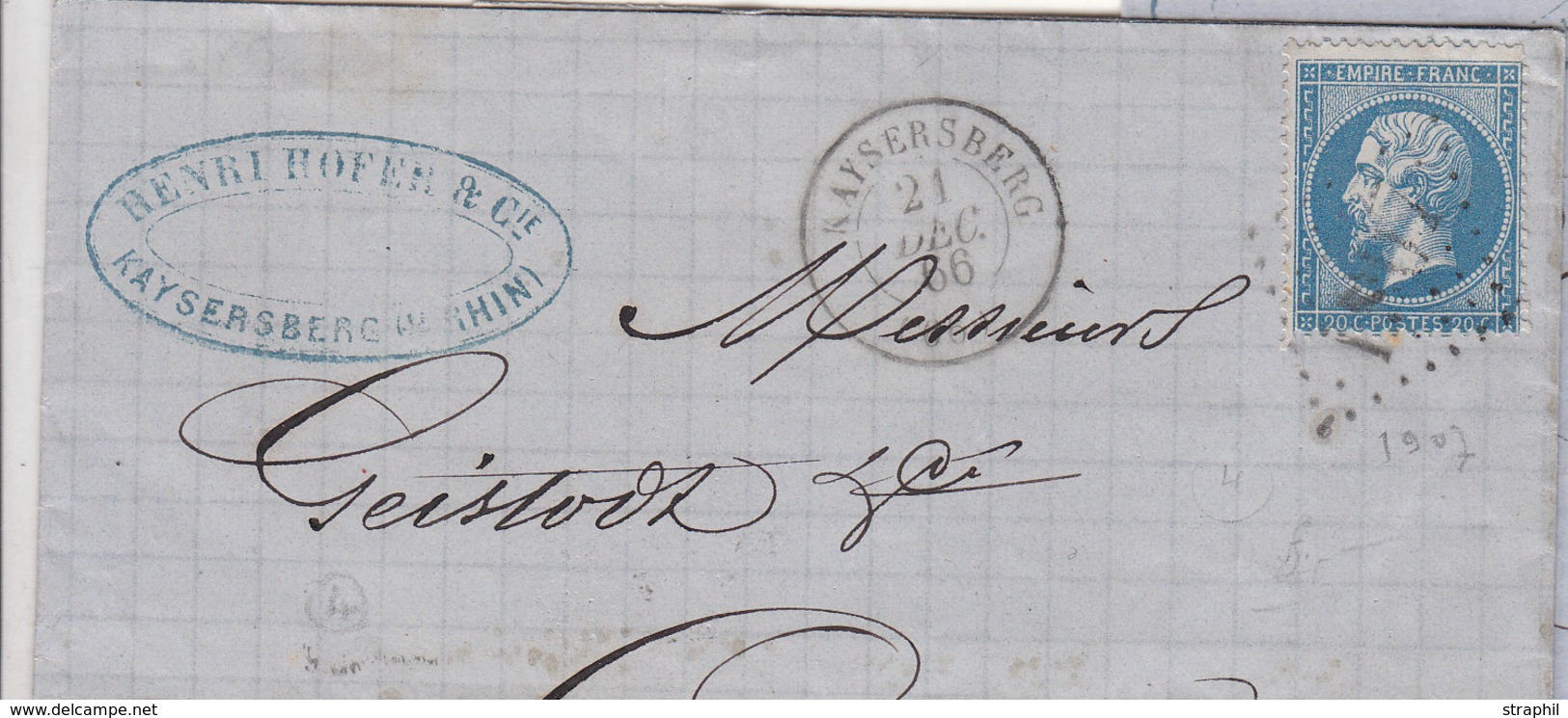 LAC 2 Plis Huningue - Datés 1856, 1858 - Dble Port - TB - Lettres & Documents