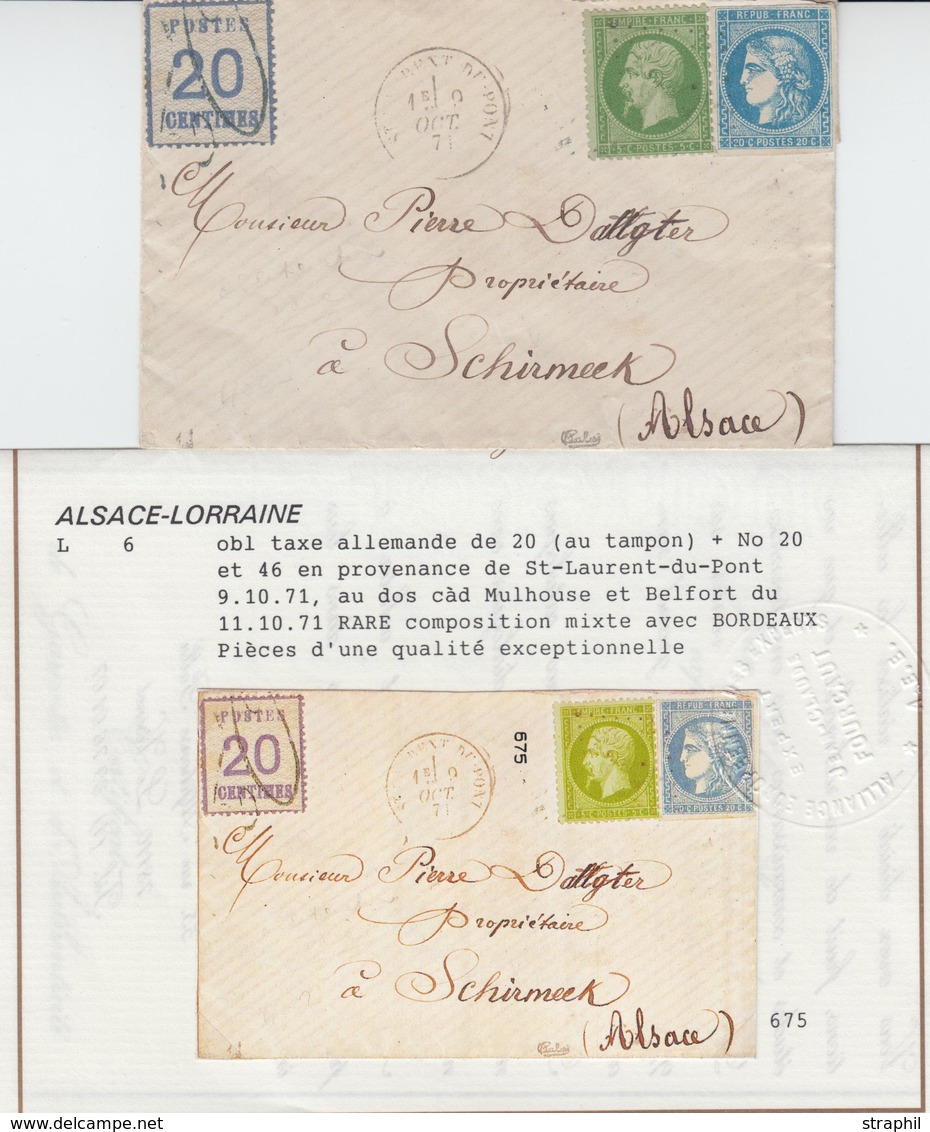 L Als/Lor N°6 + 20, 46 (Rare Composition Mixte) - De St Laurent Du Pont - 9/10/71 - Pr Schirmeck - Au Verso Cachet De Fe - Lettres & Documents