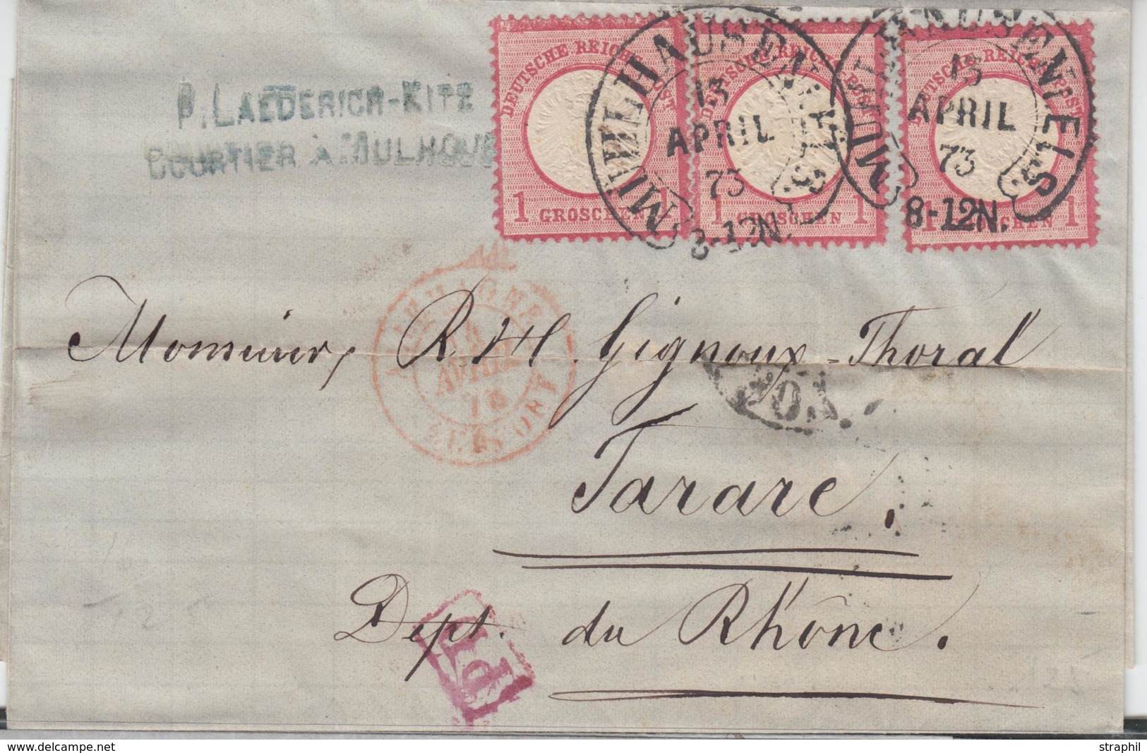 LAC N°16 (x3) - Obl. T118 III - Mulhausen I Els - 13/4/73 - Pr Tarare (Rhône) - TB - Lettres & Documents