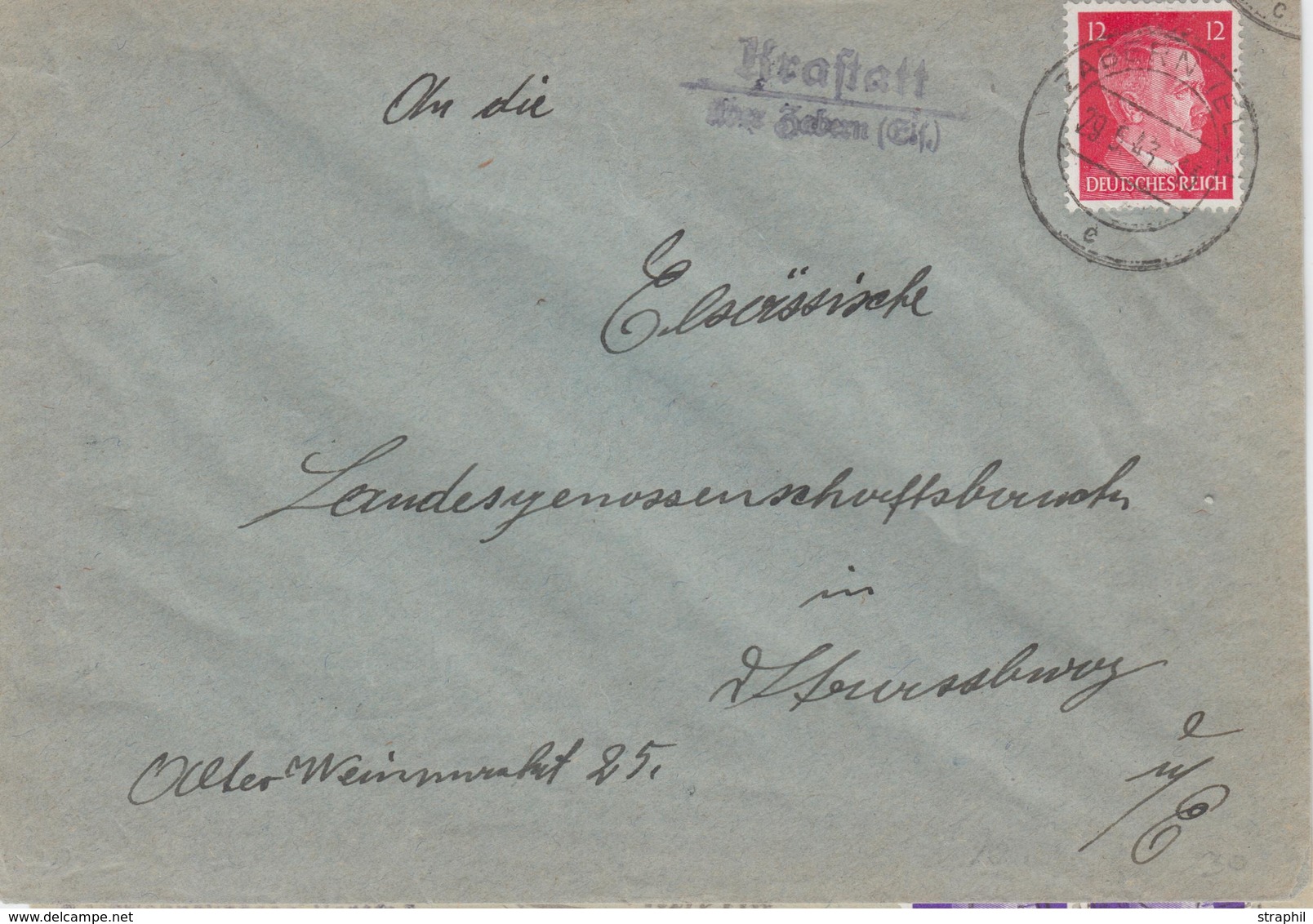 L 12pfg - Zabern - 29/5/43 - Cachet Kraftatt - TB - Covers & Documents