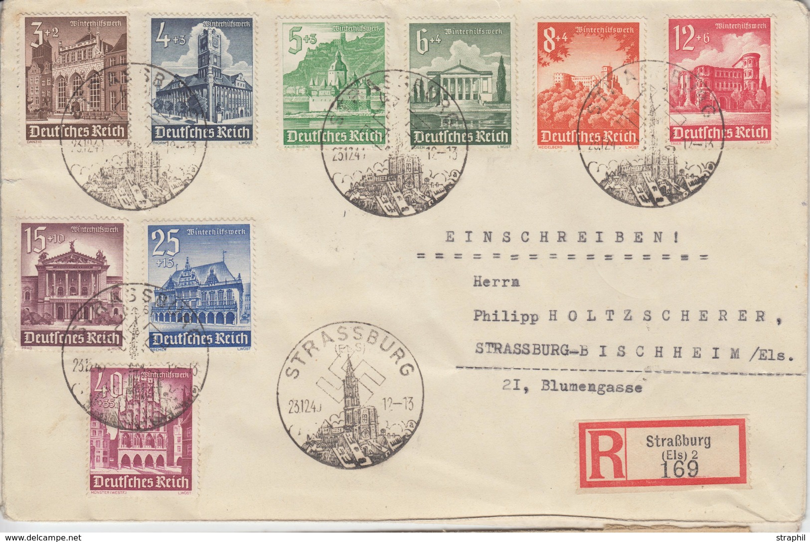 L Série N°675/83  (x 2)- S/2 Env. Rec. - Obl. Strassburg - Type 340 A5 Et 341 A1 - TB - Covers & Documents