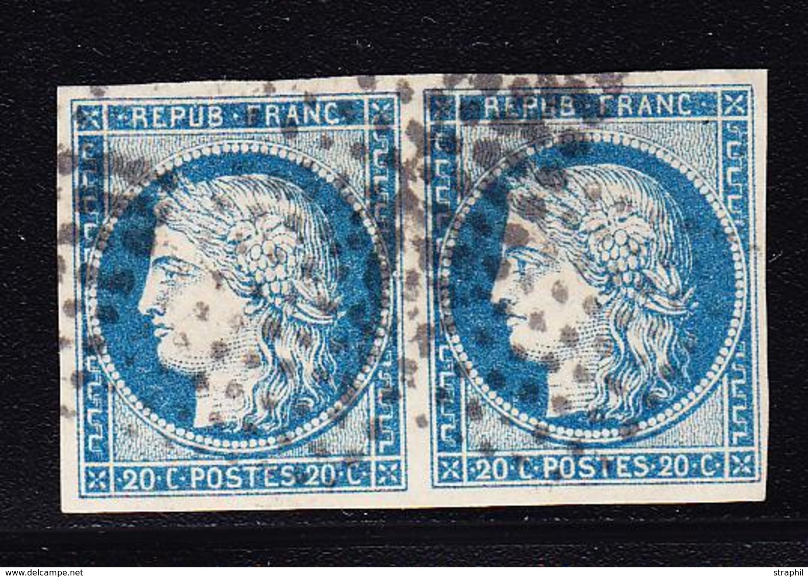 O N°12 - 20c Bleu - Paire - Signé Calves - TB - Eagle And Crown