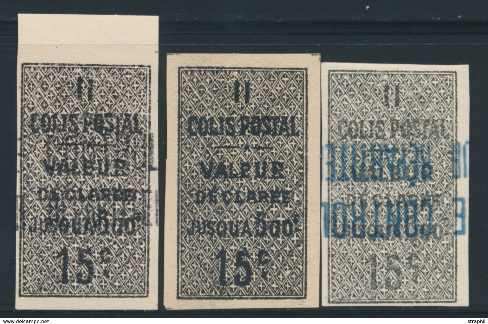 */(*) N°8g - 3 Variétés - Surch. Bleue/noire/sans Surch. - TB - Colis Postaux