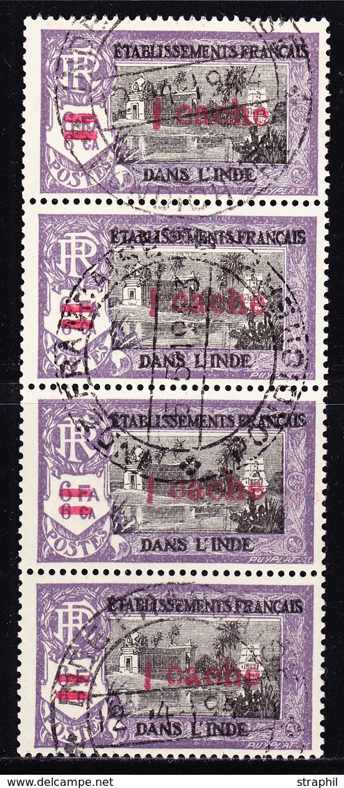 O N°191 - Bde De 4 Vertic. - Obl. Grd Cachet Pondichéry - TB - Otros & Sin Clasificación