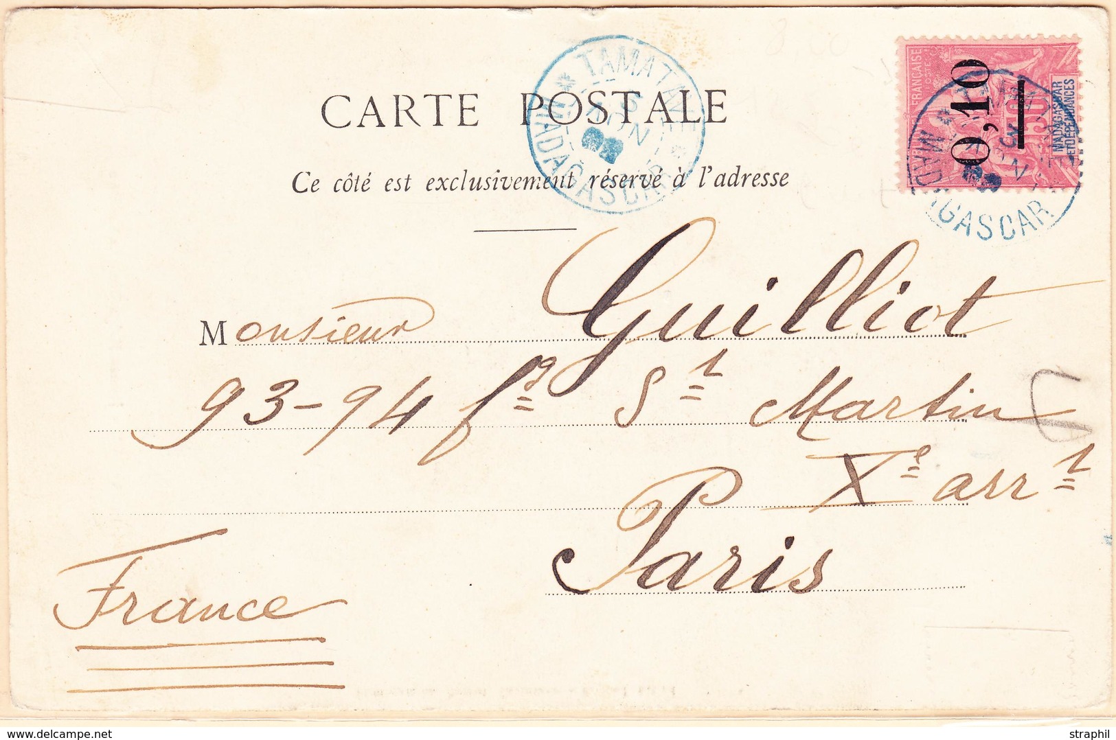 CP N°53 (II) Obl. Tamatave 5/11/1902 (mois Inversé) - Cachet (B) - Pr Paris - TB - Otros & Sin Clasificación