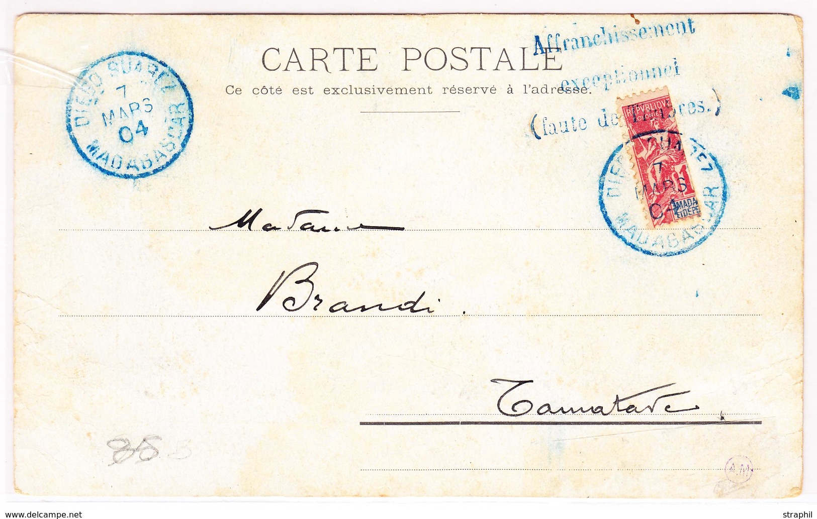 CP N°78B - Moitié De 10c - Obl. (B) - 7/03/1904 - Signé Calves - TB - Autres & Non Classés