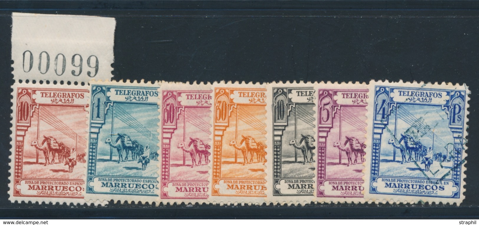 * TIMBRES TELEGRAPHE N°25/31 - N°30 Oblit. - TB - Maroc Espagnol