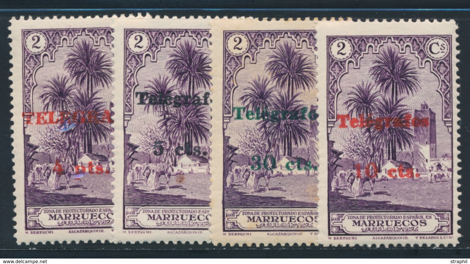 * TIMBRES TELEGRAPHE N°42/44, 47 - 4 Valeurs - Qques Rousseurs - Spanisch-Marokko