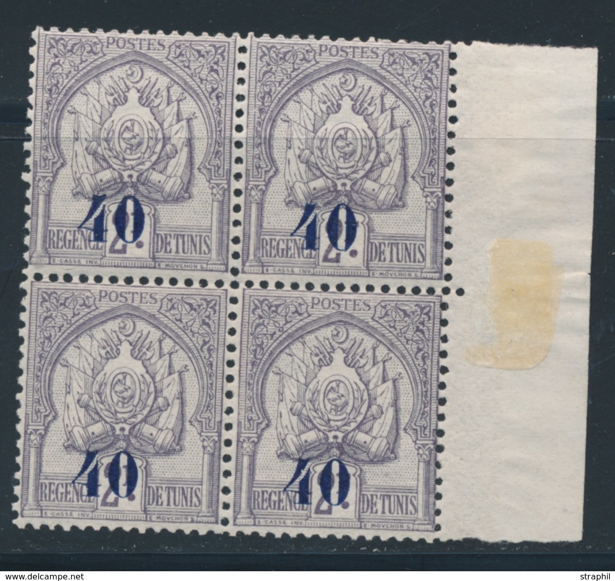 ** N°44 - 40 S/2F Violet Gris - BDF - Bloc De 4 - TB - Andere & Zonder Classificatie