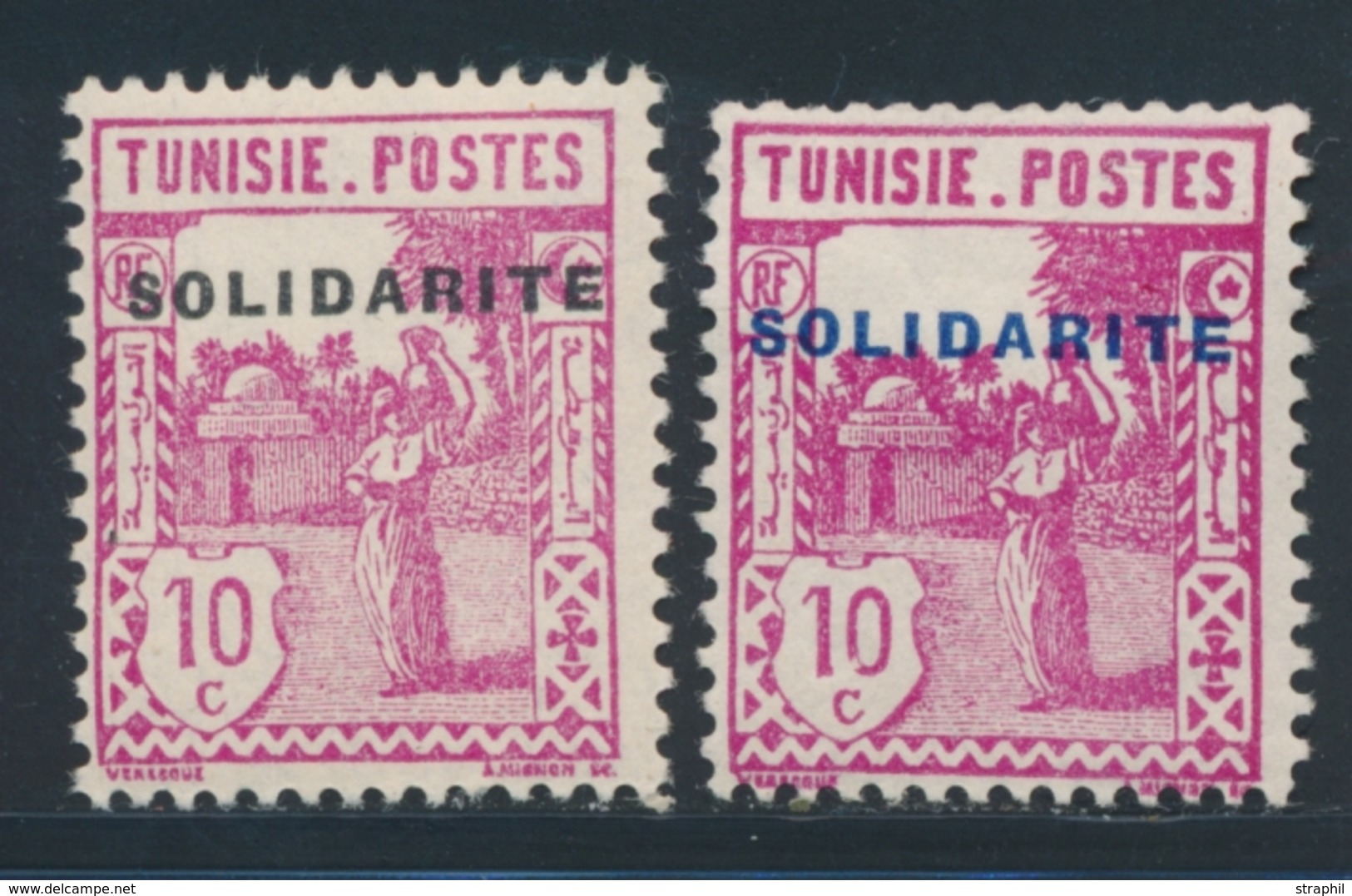 * N°124 (x2) - Surch. SOLIDARITE En Bleu Et Noir - TB - Andere & Zonder Classificatie