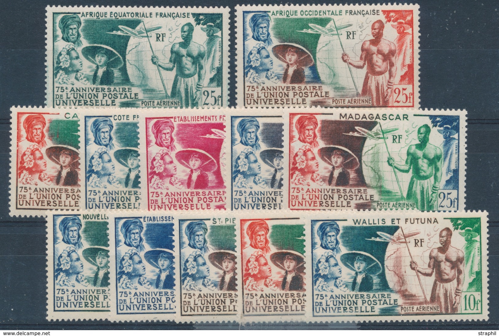 * 1949 - 75ème Anniv. De L'UPU - PA 12 Valeurs Complet TB - Other & Unclassified