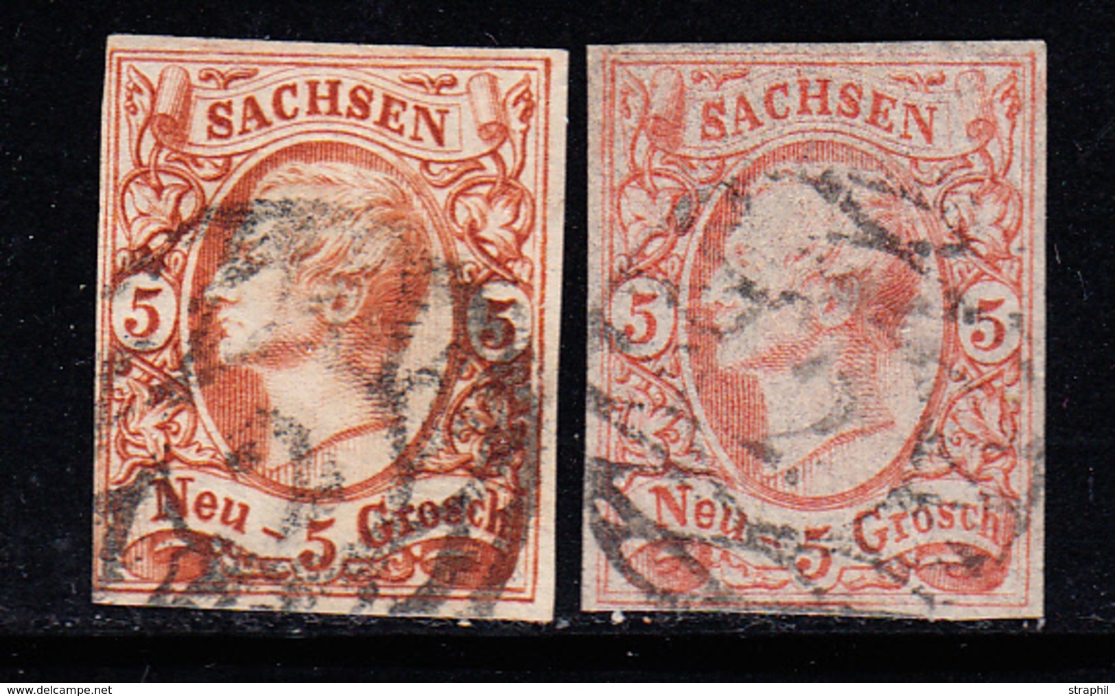 O N°11, 11a - 5n Rouge + Rouge Brun Foncé (2 Signatures Dt Calves) - TB - Saxony