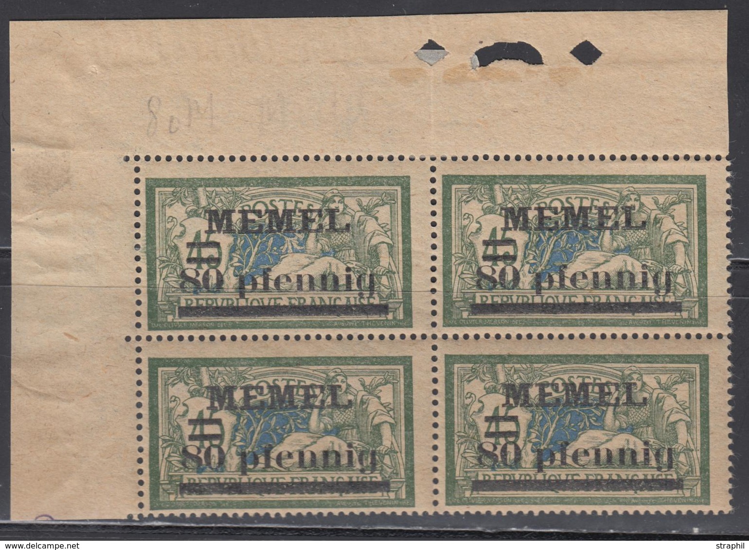 ** N°8B - 80pfg S/45c - Papier GC - Blocs De 4 - CDF - TB - Memel (Klaipeda) 1923