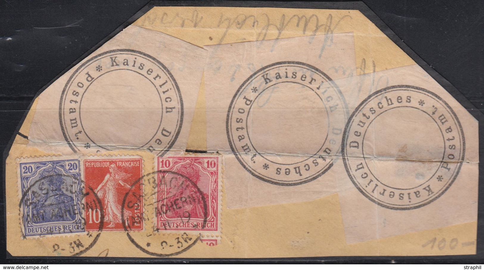F France N°138 + Allemagne N°84/85 - Obl. Sasbach - 24/11/1919 - B/TB - Other & Unclassified
