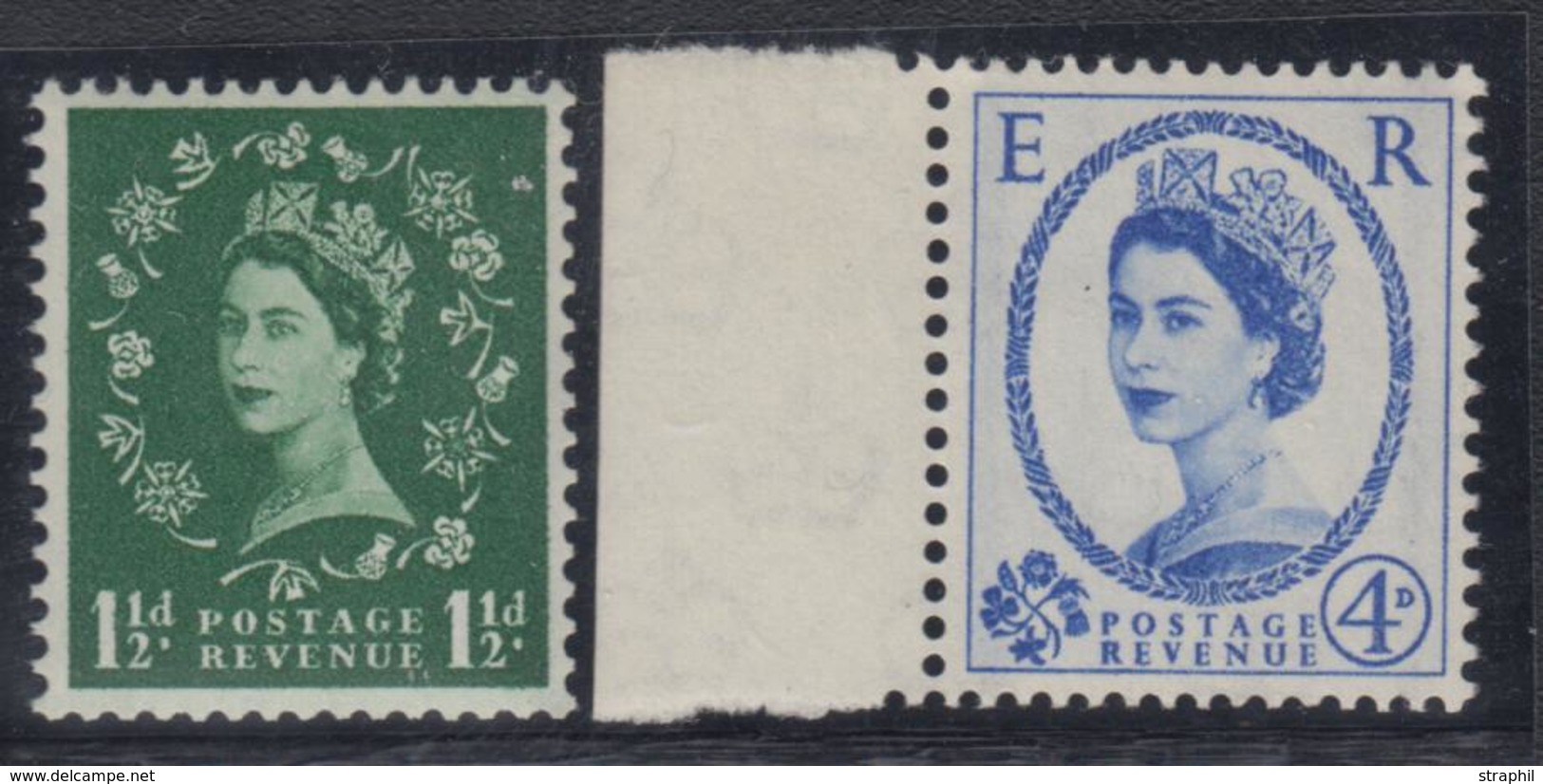 ** N°345 - 1½ Vert + N°349 - 4p Outrem.  - 2 Bdes Noires Au Verso - TB - Unused Stamps