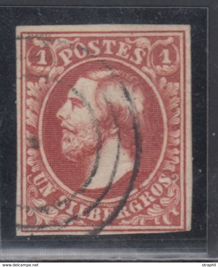 O N°1, 2c - Rose Carminé - N°1 Signé  - TB - 1852 Willem III