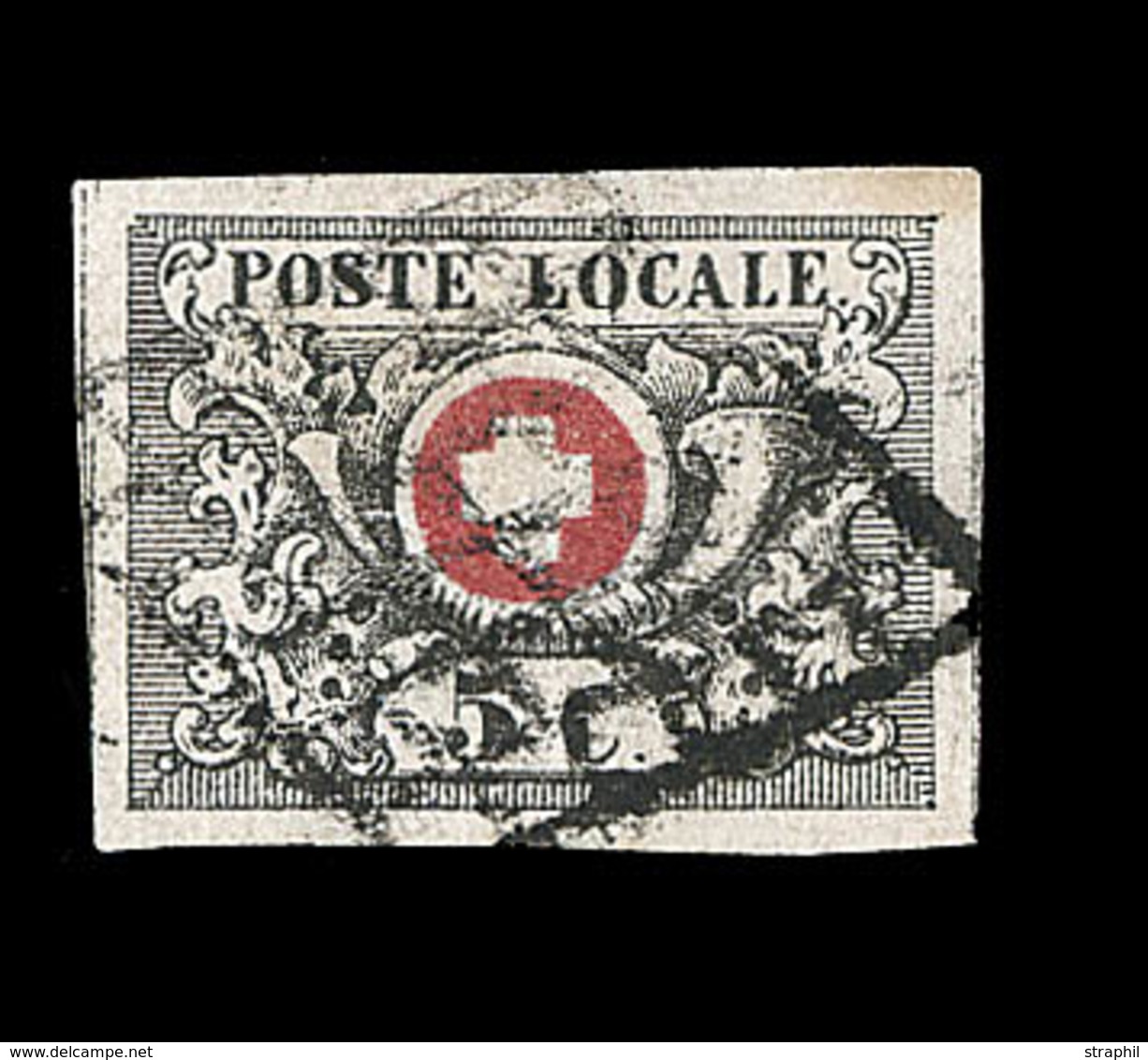 O N°10 (N°6) - 5c Noir Et Rouge - TB - 1843-1852 Federal & Cantonal Stamps