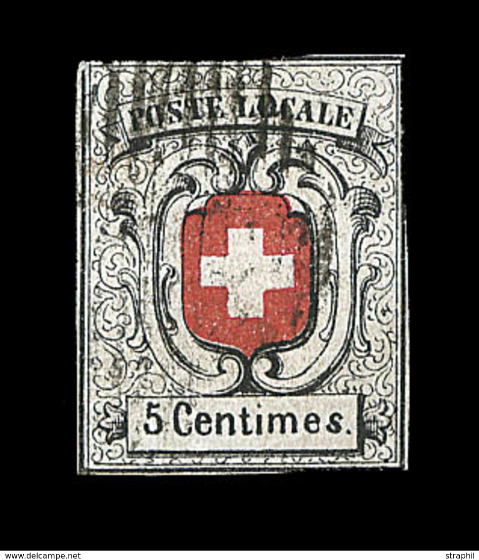 O N°11 (N°7) - 5c Noir Et Rouge - Petites Marges - Signé - B - 1843-1852 Federal & Cantonal Stamps