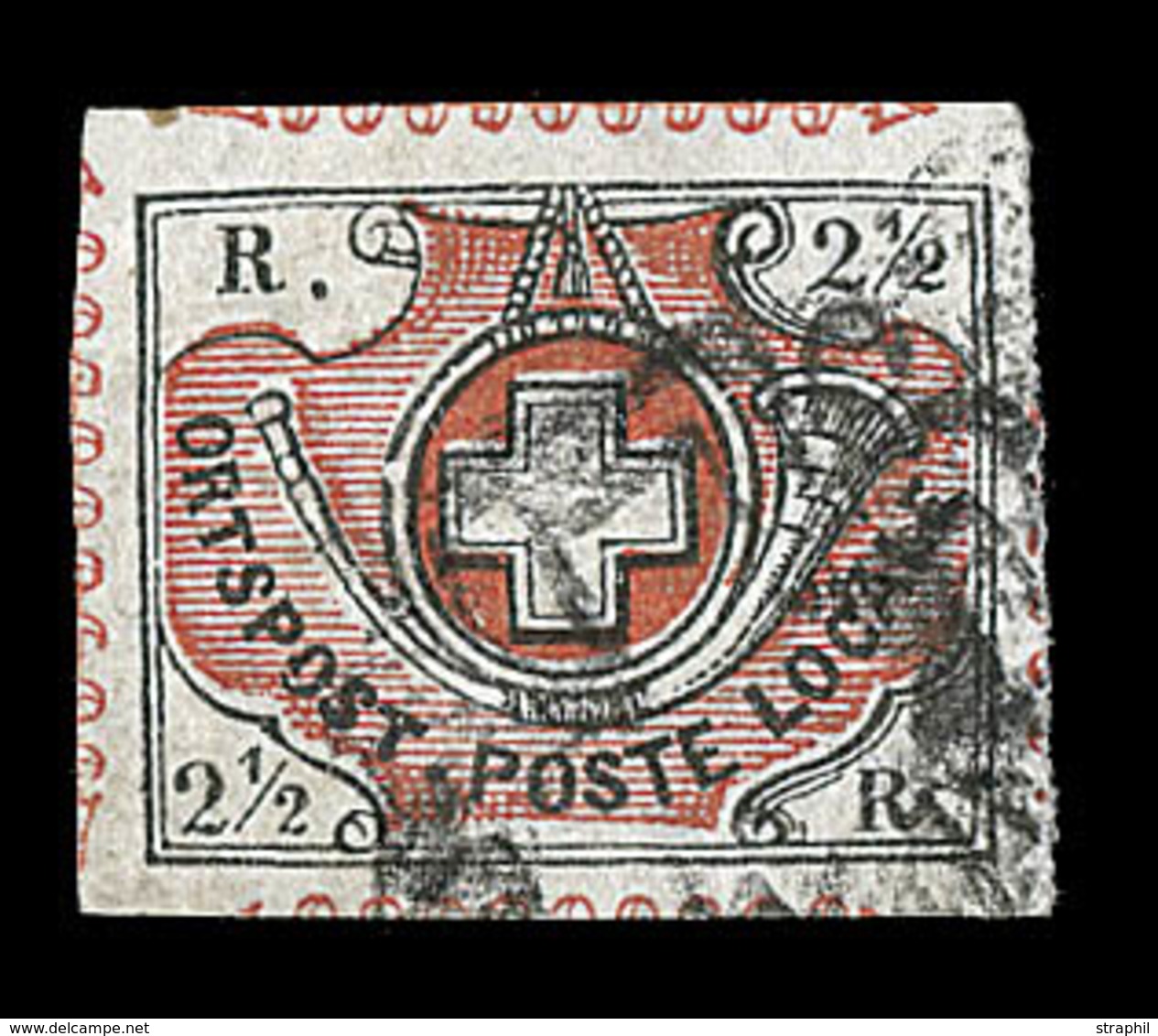 O N°12 (N°11) - Winterthür - Margé Avec Dentelure Rouge Figurée - Presque Totale - Signé Et Certif ASEP WEID - TB - 1843-1852 Poste Federali E Cantonali