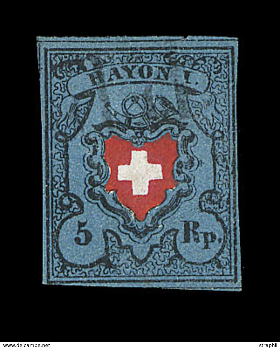 O N°15 IId (N°14) - 5r Bleu Foncé Noir Et Rouge - TB - 1843-1852 Timbres Cantonaux Et  Fédéraux