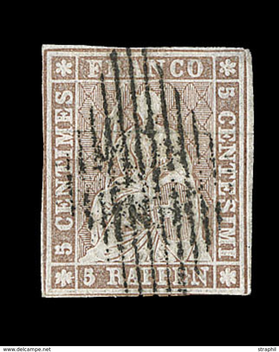 O N°22A2 - 5r Brun Gris - Papier Mince - TB - 1843-1852 Timbres Cantonaux Et  Fédéraux