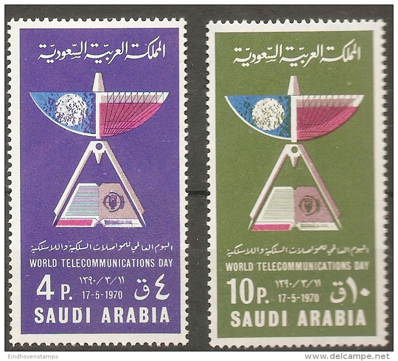 Saudi Arabia 1970 World Telecommunication Day 2 Values MNH Book - Telecom