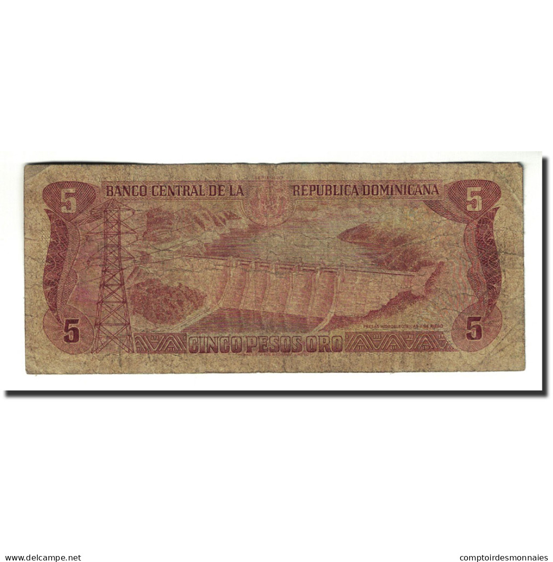 Billet, Dominican Republic, 5 Pesos Oro, 1987, KM:118c, B+ - Dominicana
