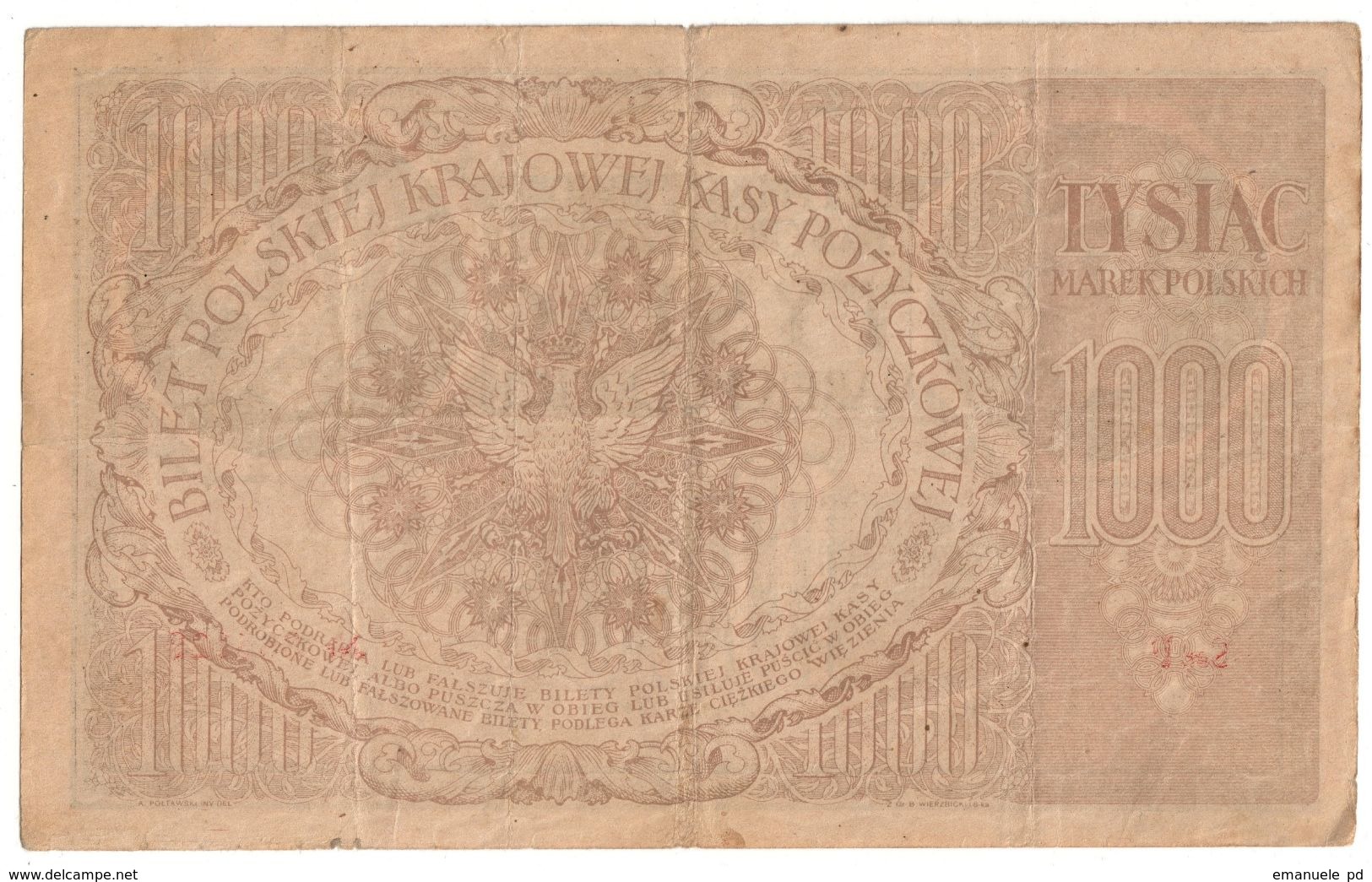 Poland 1000 Marek 17/05/1919 X Series - 6 Numbers - Polonia