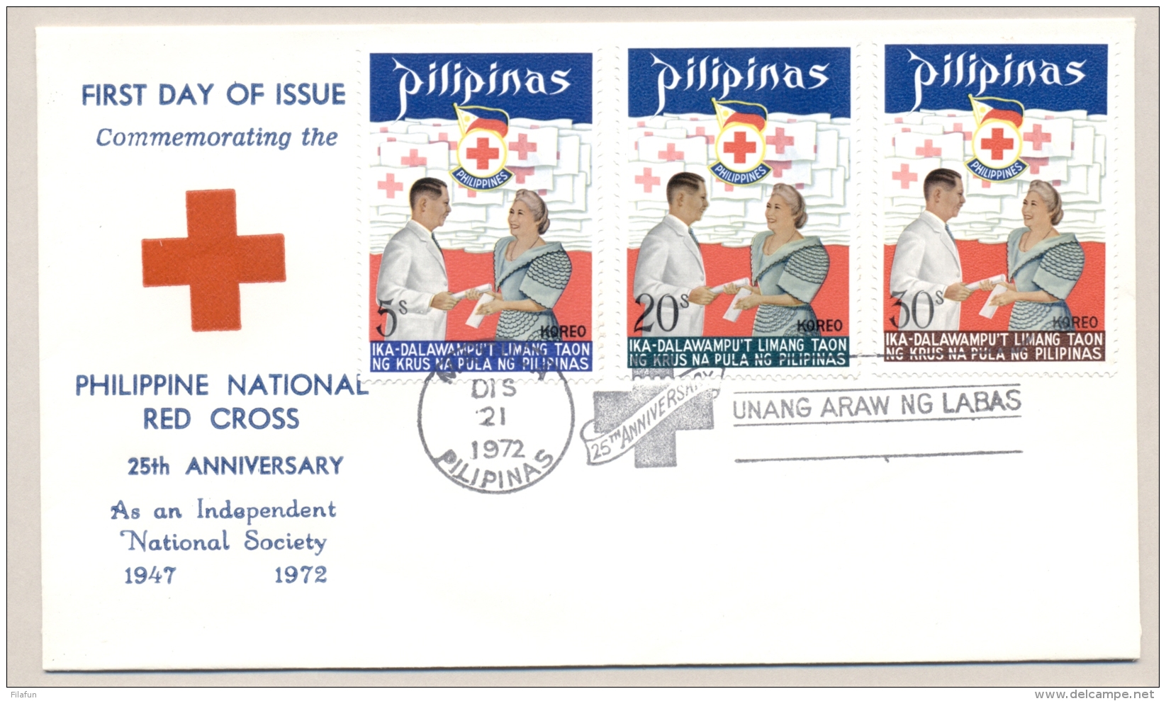 Pilipinas / Phillipines - 1972 - 3 FDC's - No Address - Red Cross, Pharmacy, Tuberculose - Filippijnen