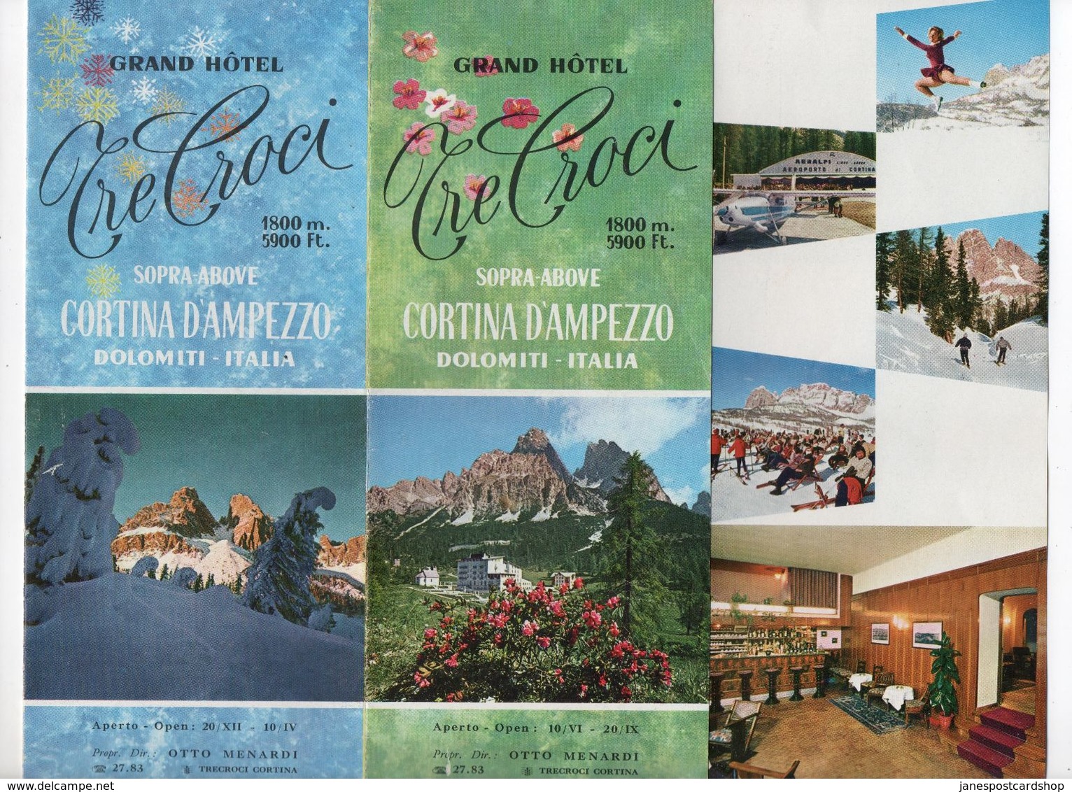 1966 ADVERTISING BROCHURE FOR GRAND HOTEL TRE CROCI - CORTINA D AMPEZZO DOLOMITI - Advertising