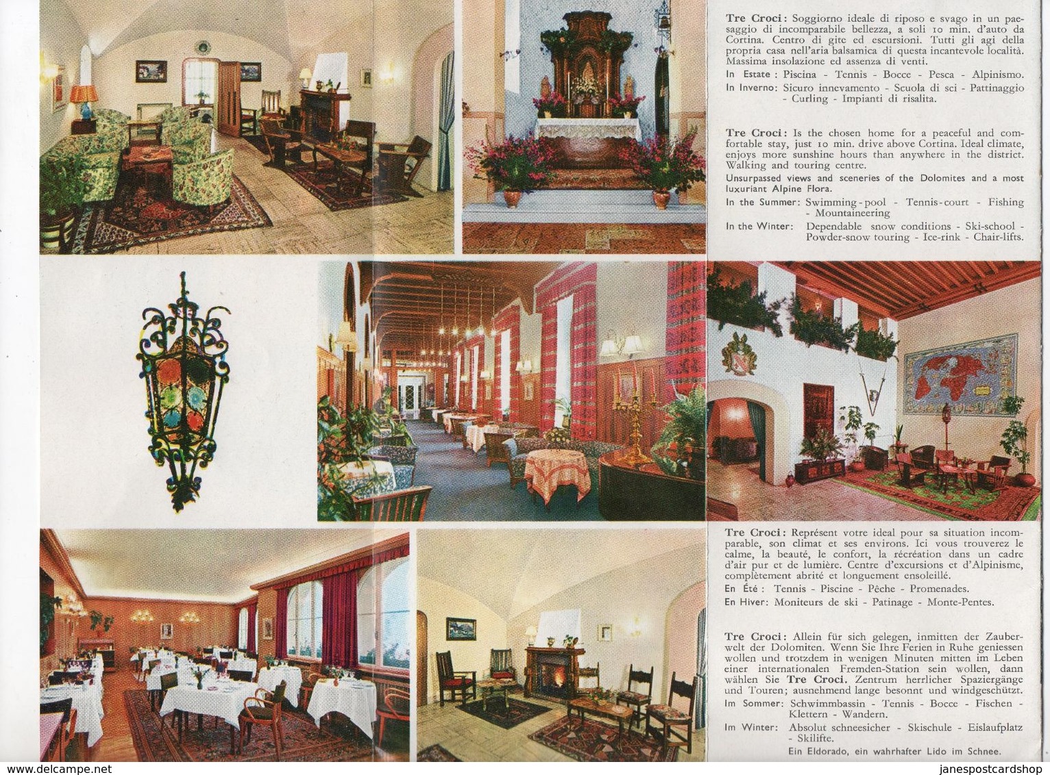 1966 ADVERTISING BROCHURE FOR GRAND HOTEL TRE CROCI - CORTINA D AMPEZZO DOLOMITI - Advertising