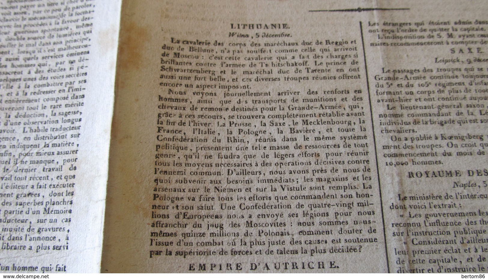 NAPOLEON - CAMPAGNE DE RUSSIE - LA GRANDE ARMEE - LA RUSSIE / LA POLOGNE - 1812 ( JOURNAL DE L'EMPIRE ) - 1800 - 1849