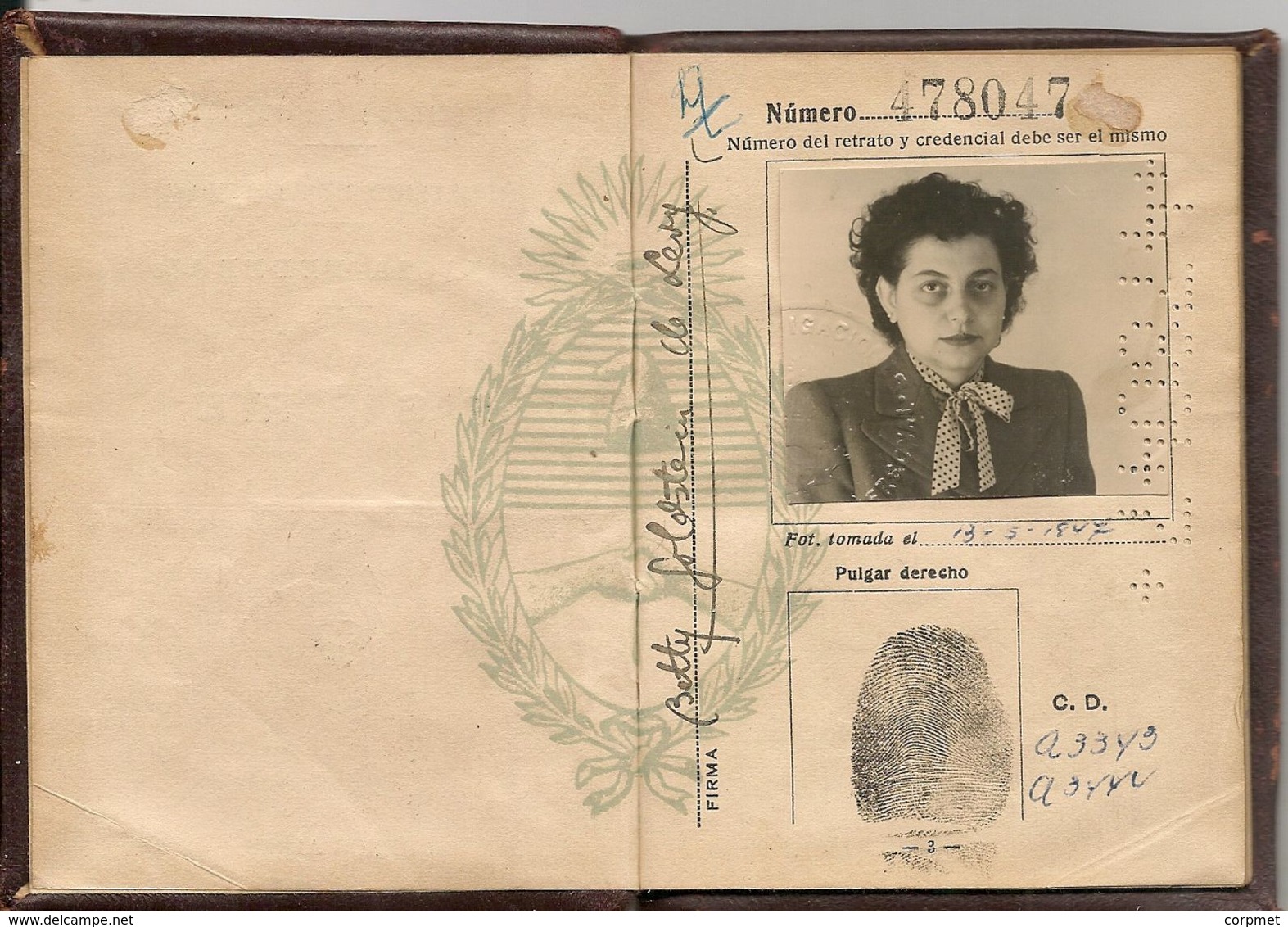 ARGENTINA 1947 PASSPORT- PASSEPORT -multiple VISAS -  Rare CUBA REVENUE STAMP - MEXICO - BRASIL - BOLIVIA - CANADA -USA - Historical Documents